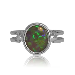 18kt White Gold Black Opal ring