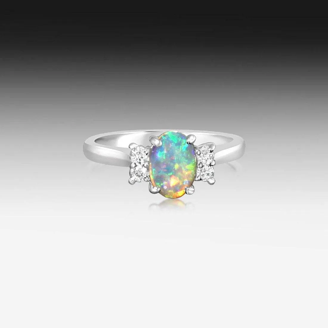 18kt White Gold Opal and Diamond ring