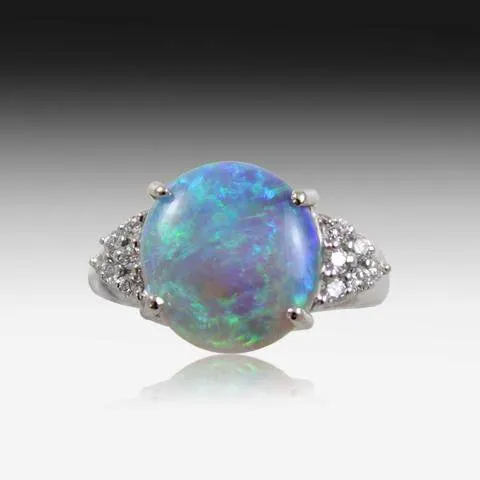 18kt White Gold Opal and Diamond ring