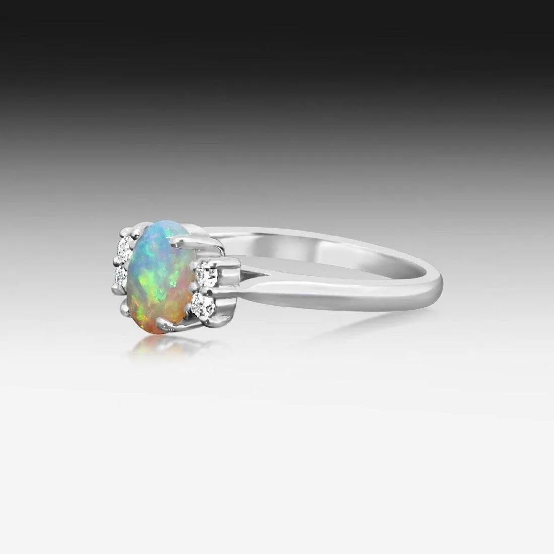 18kt White Gold Opal and Diamond ring