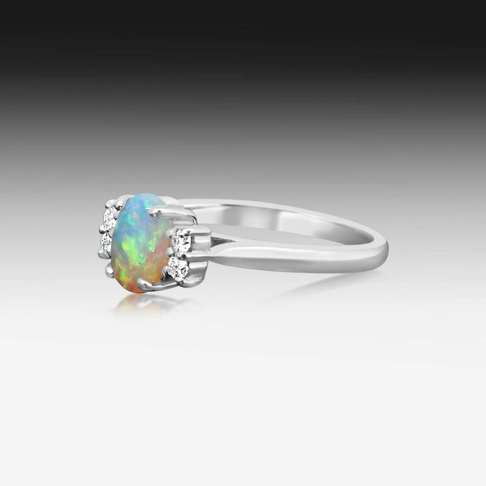 18kt White Gold Opal and Diamond ring