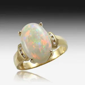 18kt White Opal and Diamond ring