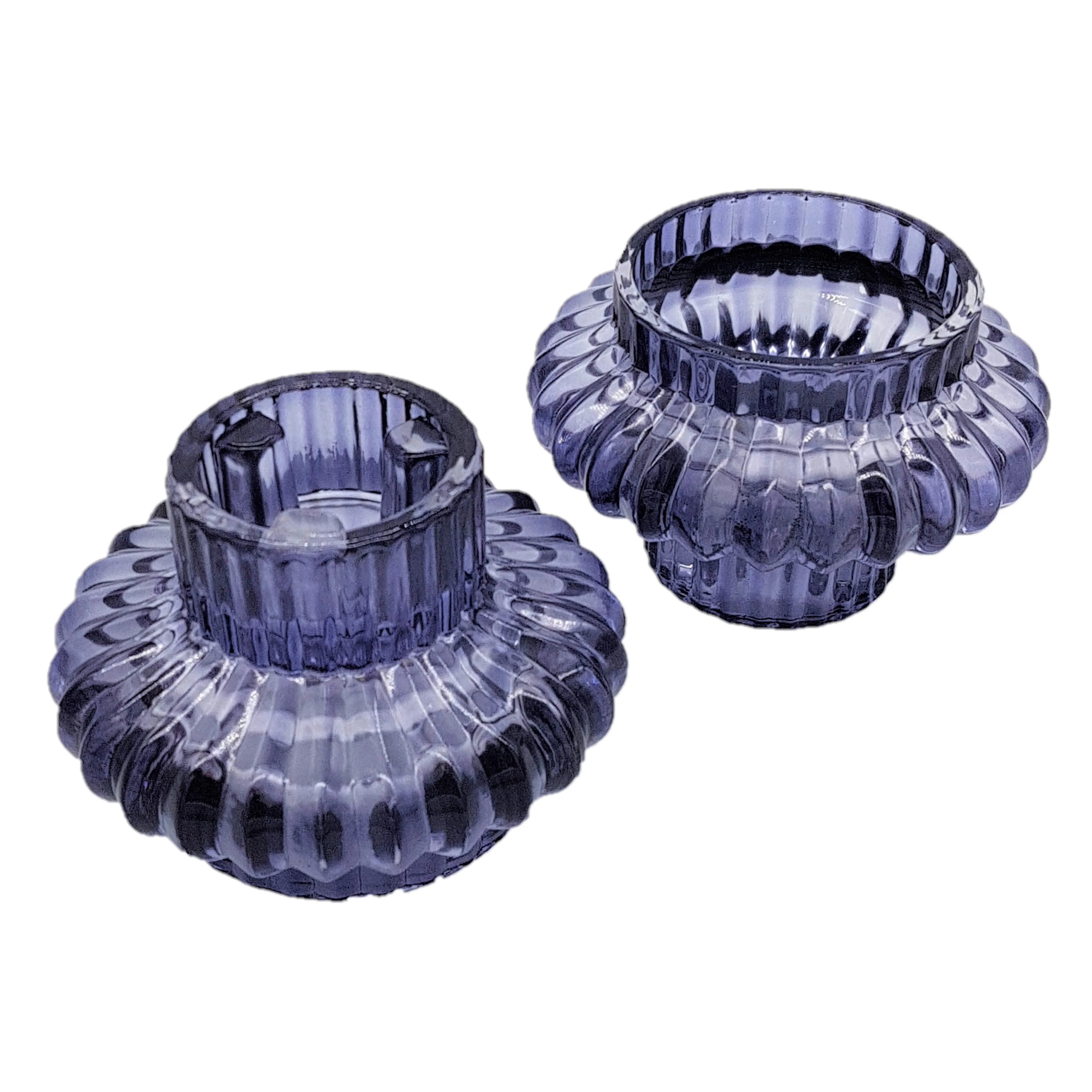 2-In-1 Heavyweight Glass Tealight / Candle Holder - Three Colours