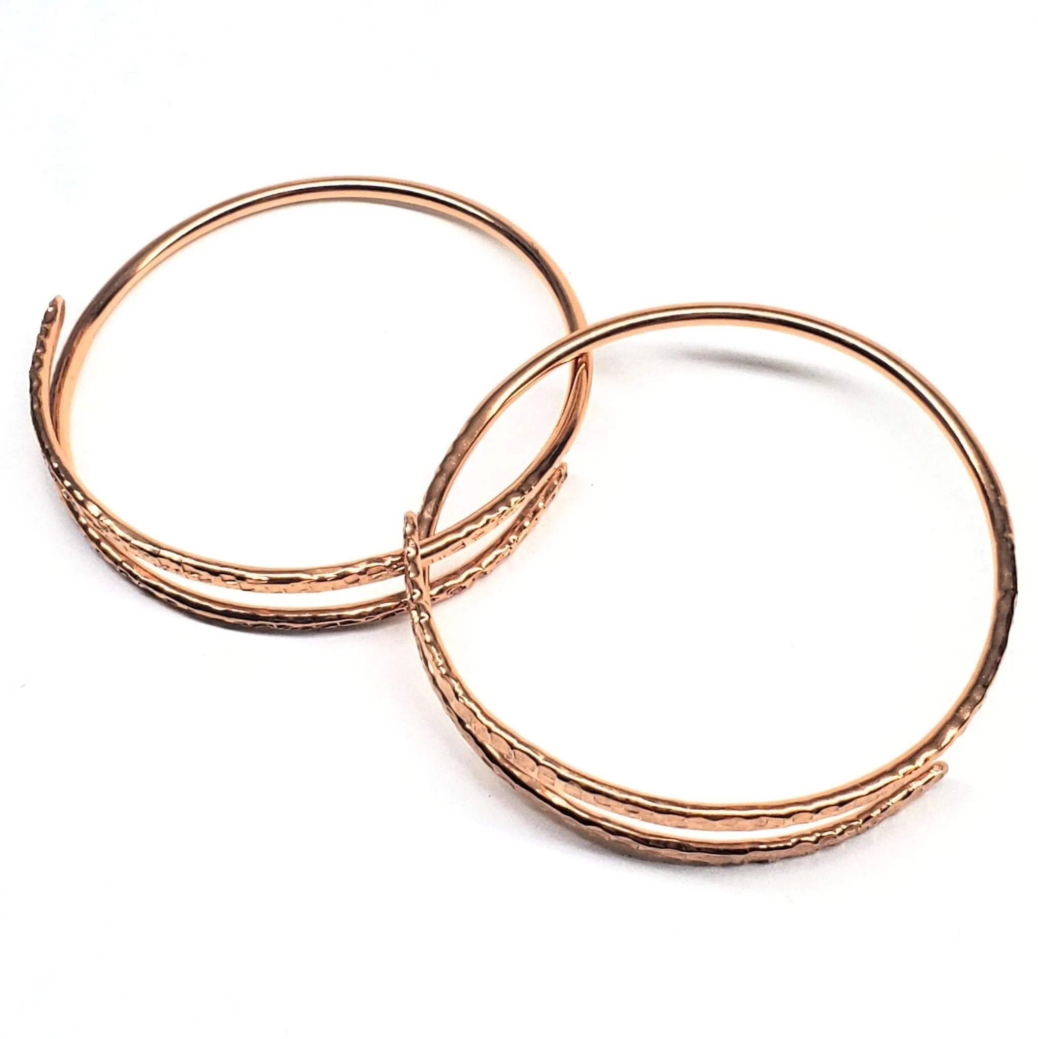 2 Piece Handmade Interlocking Full Overlap Copper Bangle Set