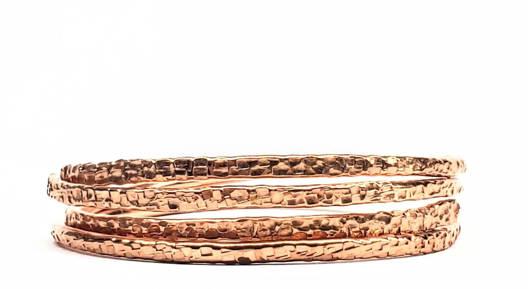 2 Piece Handmade Interlocking Full Overlap Copper Bangle Set