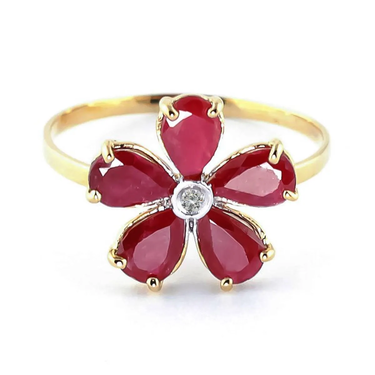 2.22 Carat 14K Solid Yellow Gold Fits Like A Glove Ruby Diamond Ring