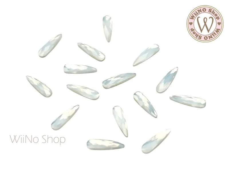 2.8 x 10mm White Opal Long Drop Flatback Crystal - 5 pcs