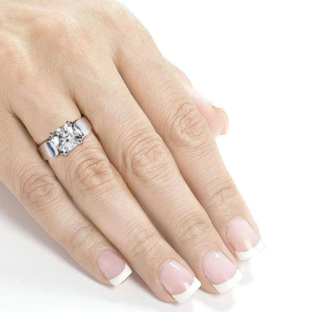 2ct Cushion Moissanite Solitaire Wide Ring