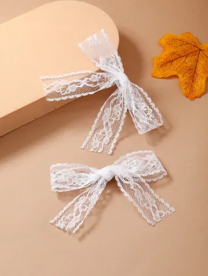 2pcs Lace Bow Style Hair Clip for Women Barrette Styling Hair Accessories