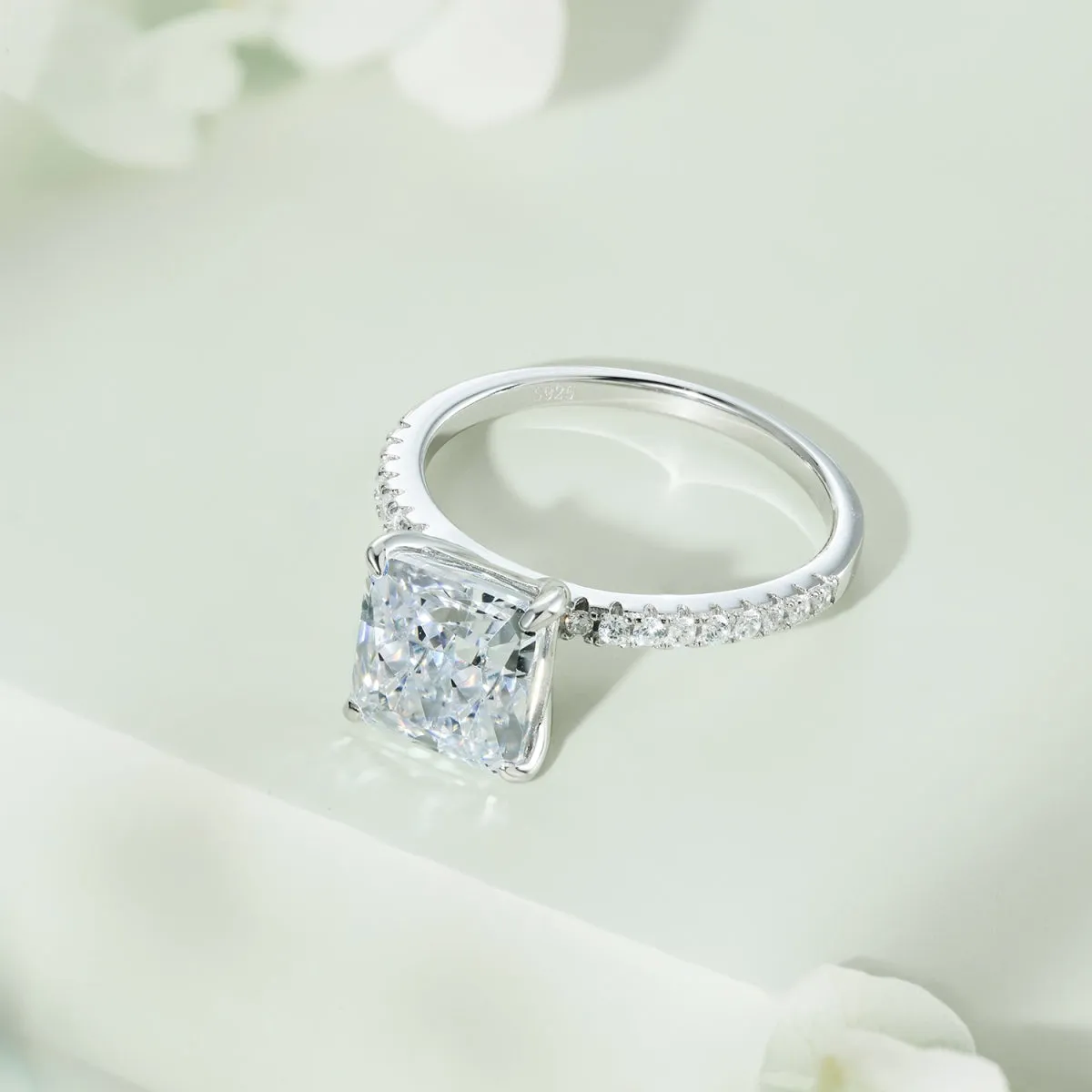 3 Carat Solitaire Square Radiant Cut Engagement Ring