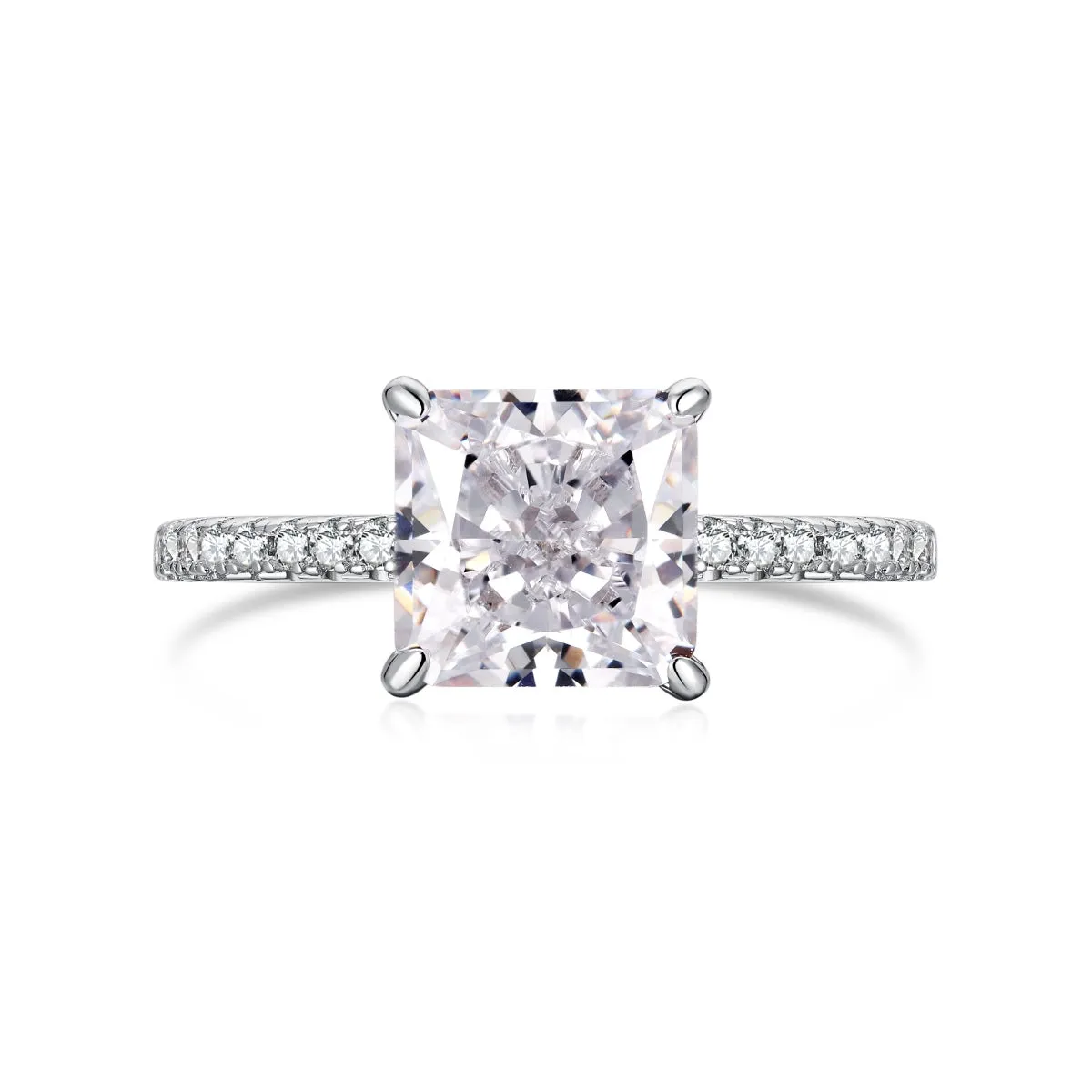 3 Carat Solitaire Square Radiant Cut Engagement Ring