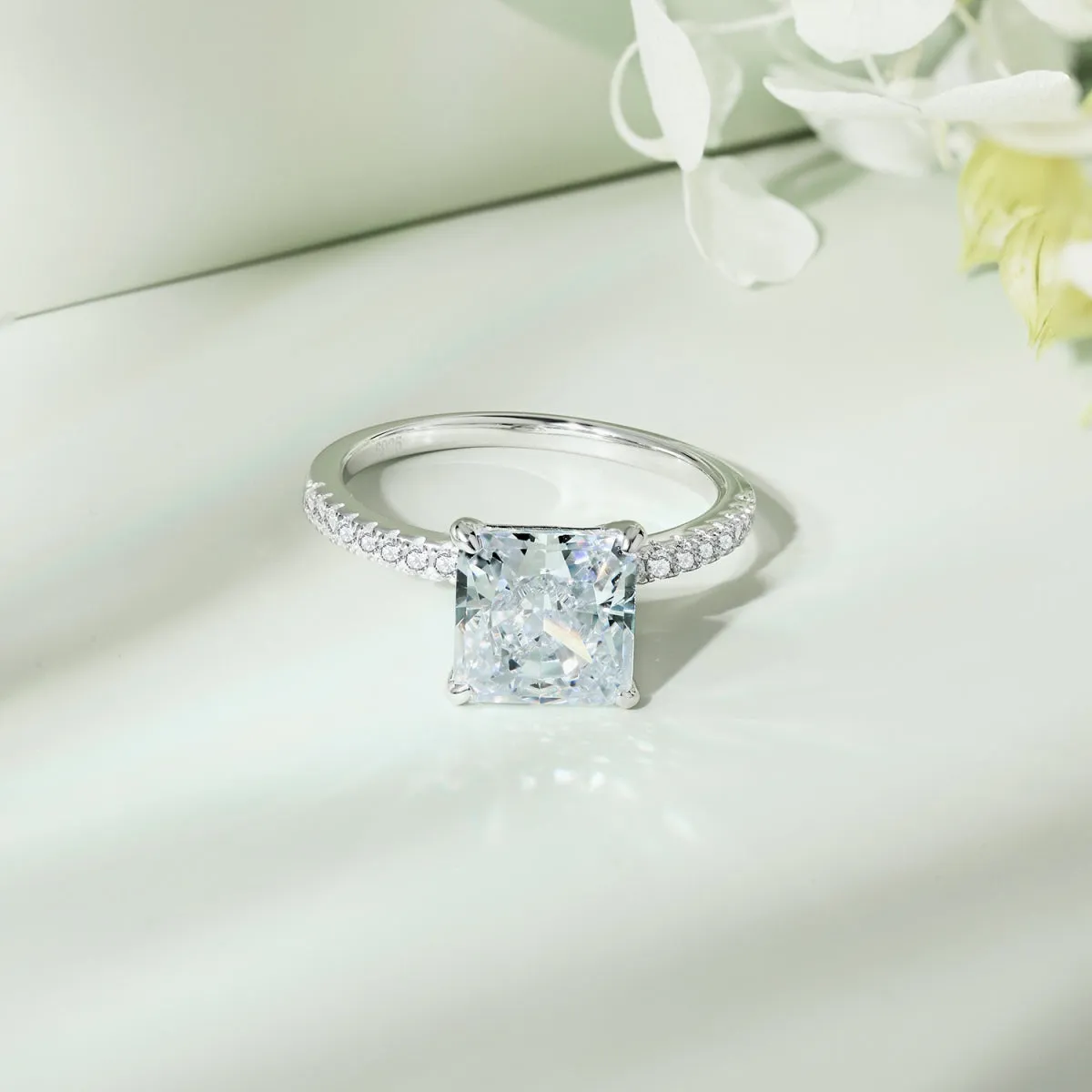 3 Carat Solitaire Square Radiant Cut Engagement Ring