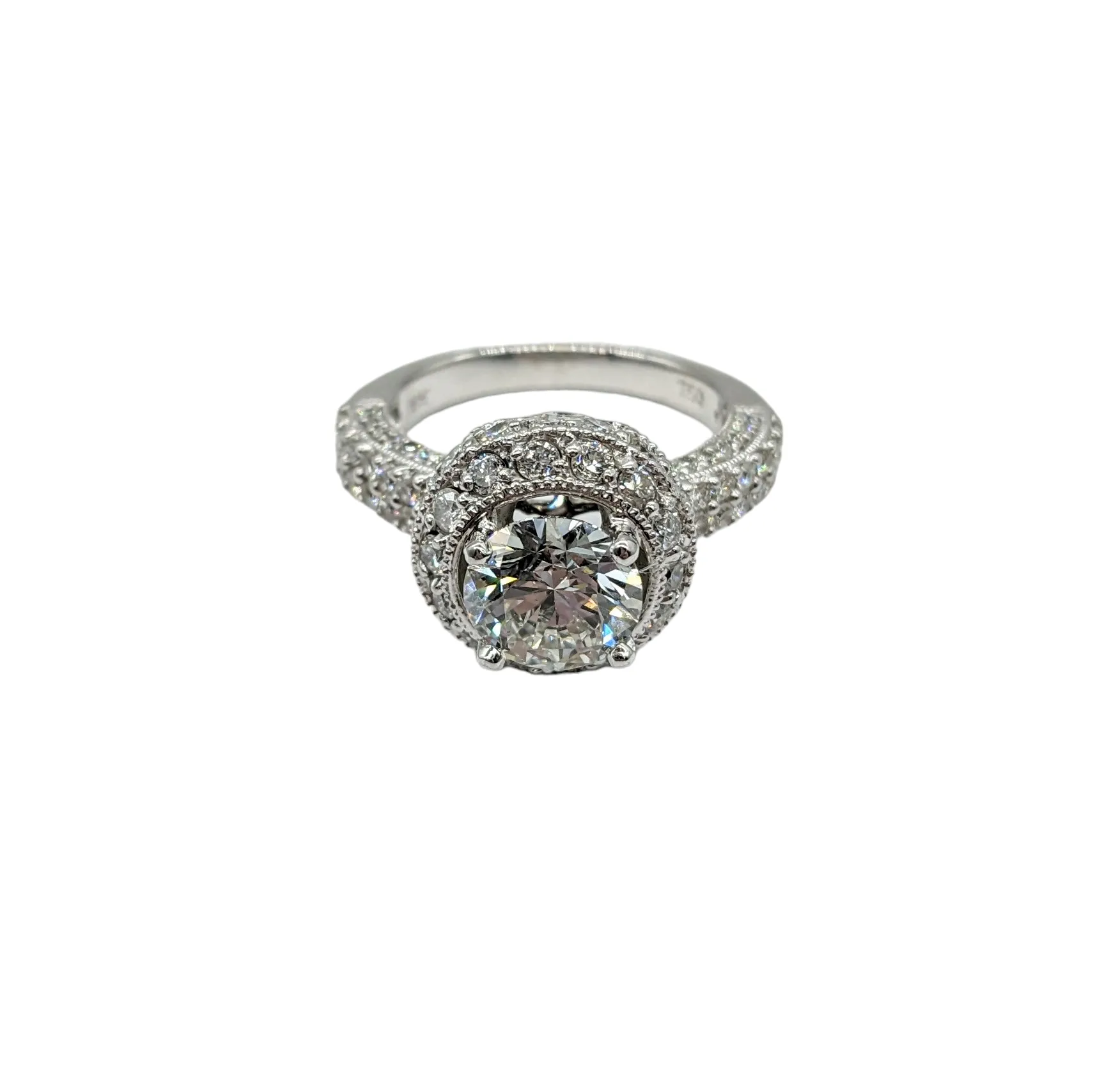 3.02 Carat Total Weight Lab Grown and Natural Diamond Halo Ring