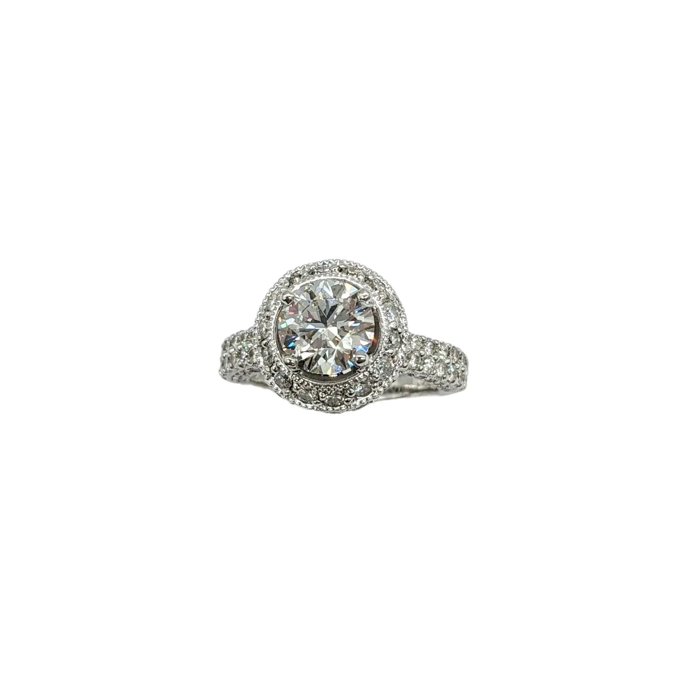 3.02 Carat Total Weight Lab Grown and Natural Diamond Halo Ring