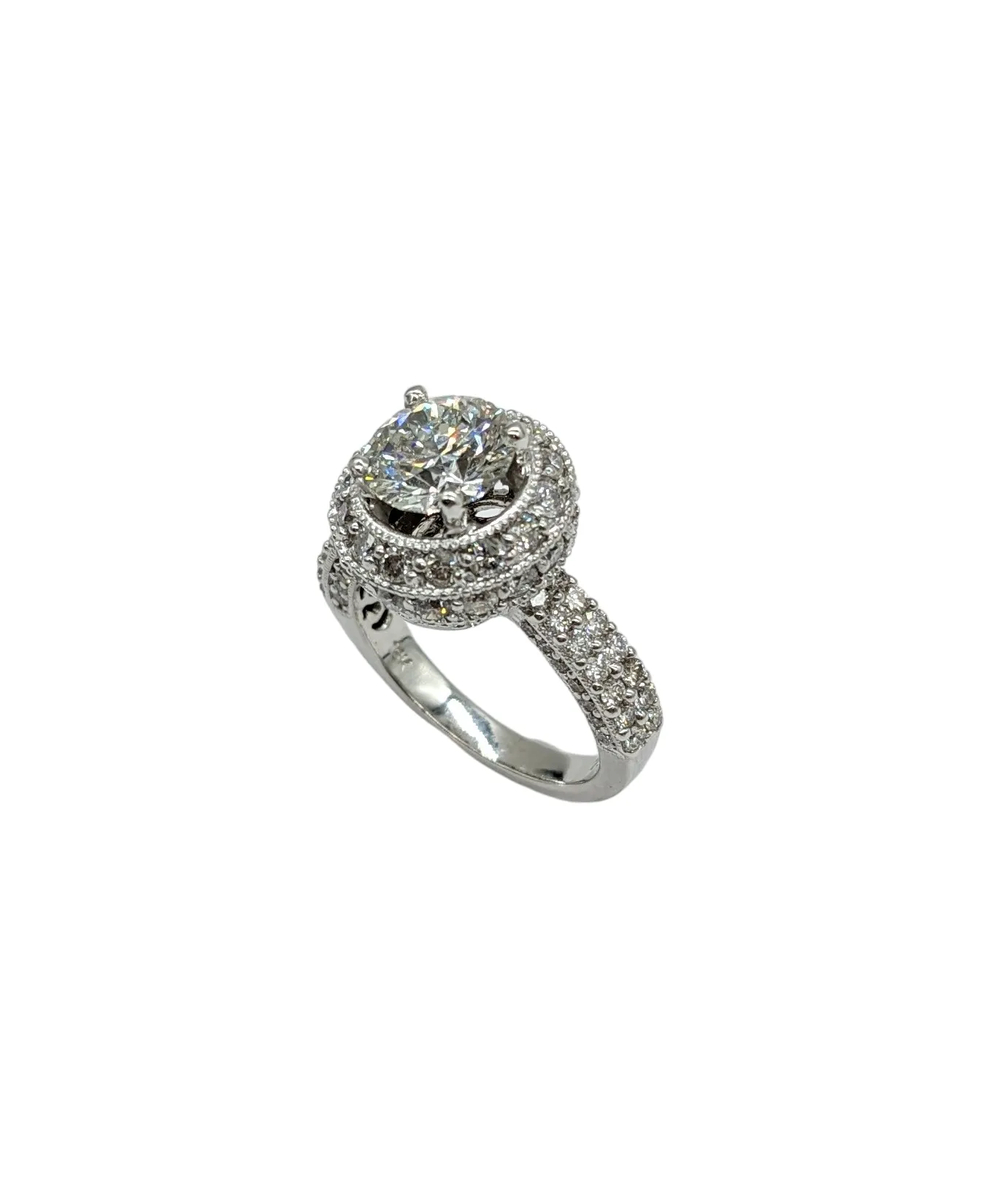 3.02 Carat Total Weight Lab Grown and Natural Diamond Halo Ring