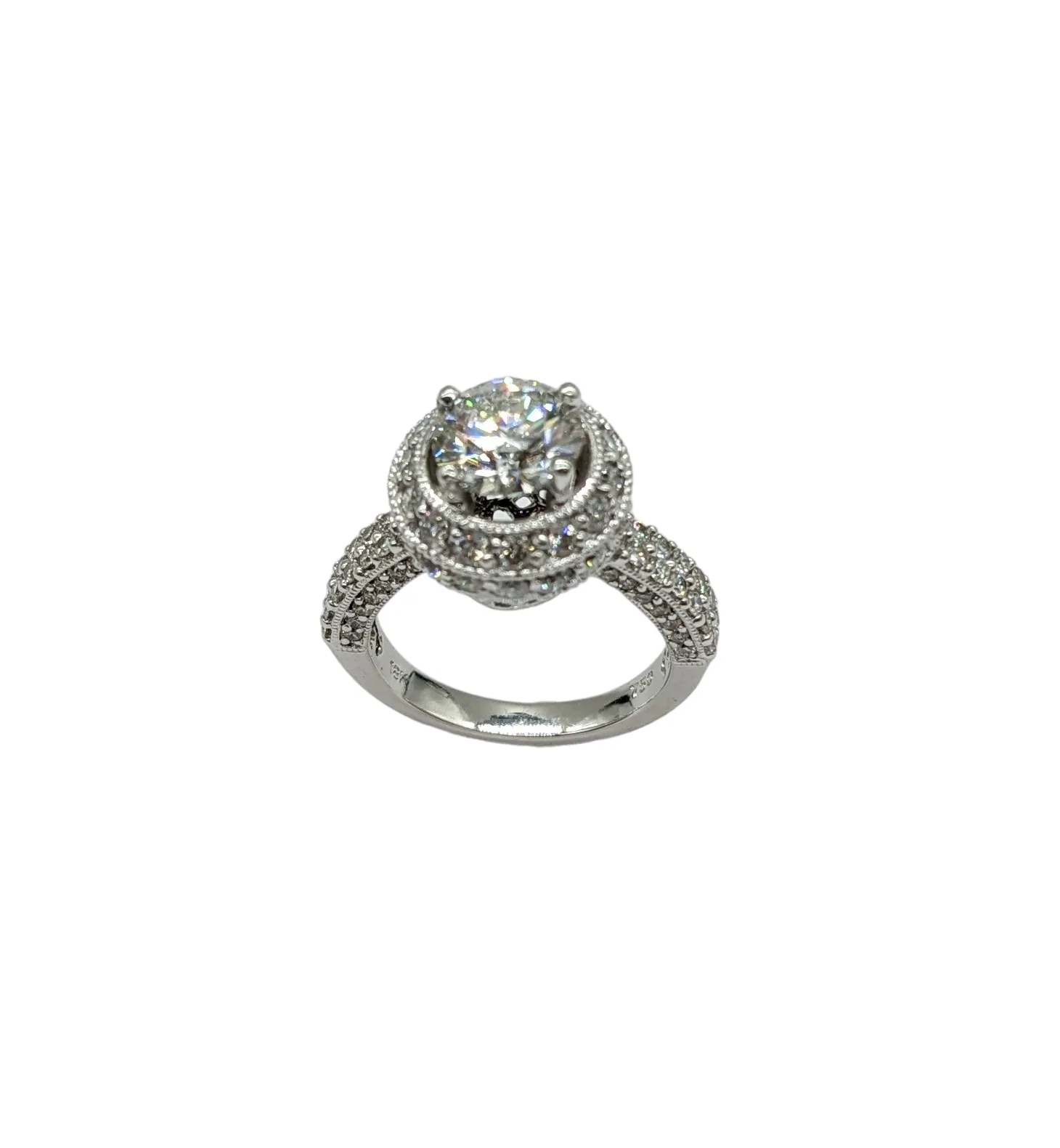 3.02 Carat Total Weight Lab Grown and Natural Diamond Halo Ring