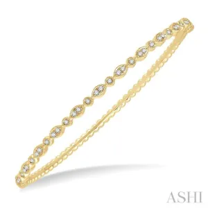 3/8 Ctw Marquise & Round Mount Stackable Diamond Bangle in 14K Yellow Gold