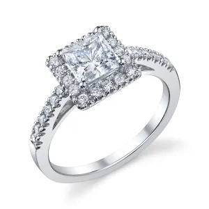 .43ctw Princess Cut Diamond Halo Engagement Ring