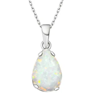 925 Sterling silver Teardrop White Opal 7X10mm Pendant