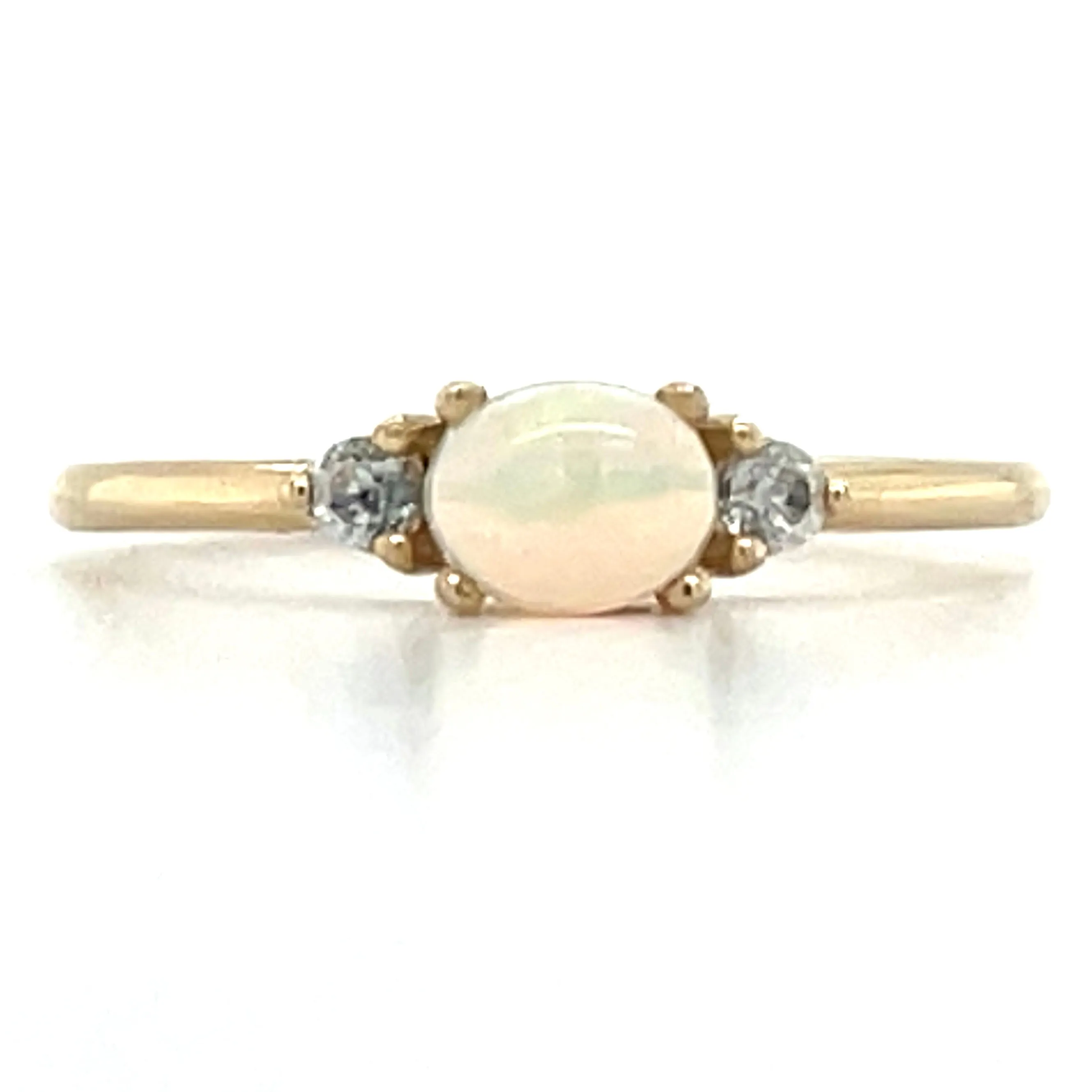 9ct Yellow Gold Oval Opal & Diamond Ring