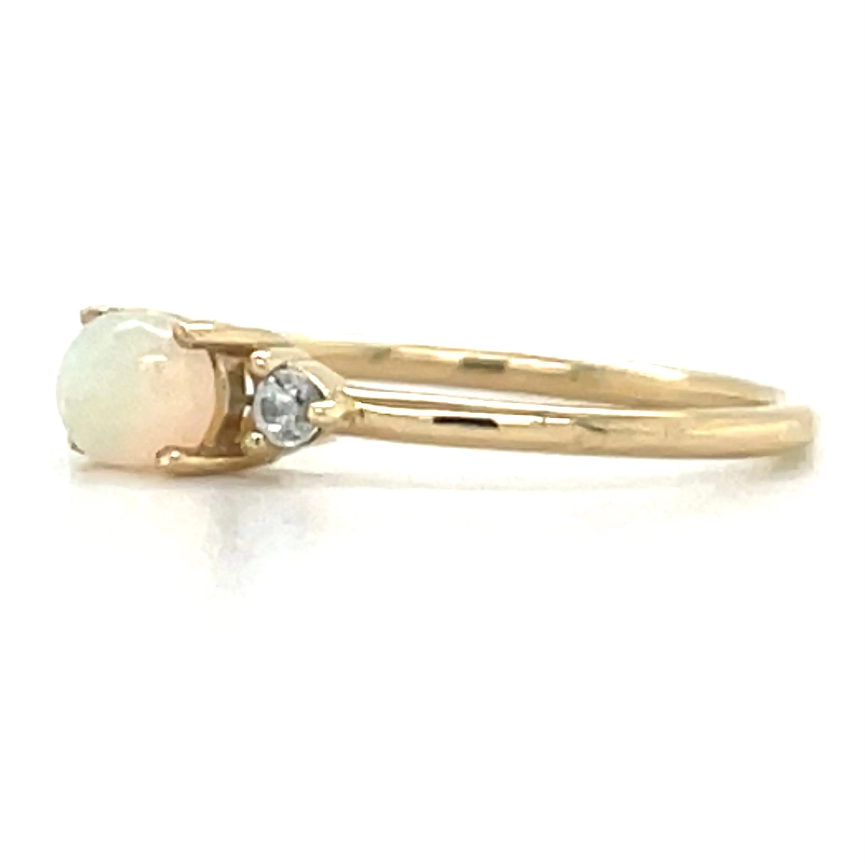 9ct Yellow Gold Oval Opal & Diamond Ring