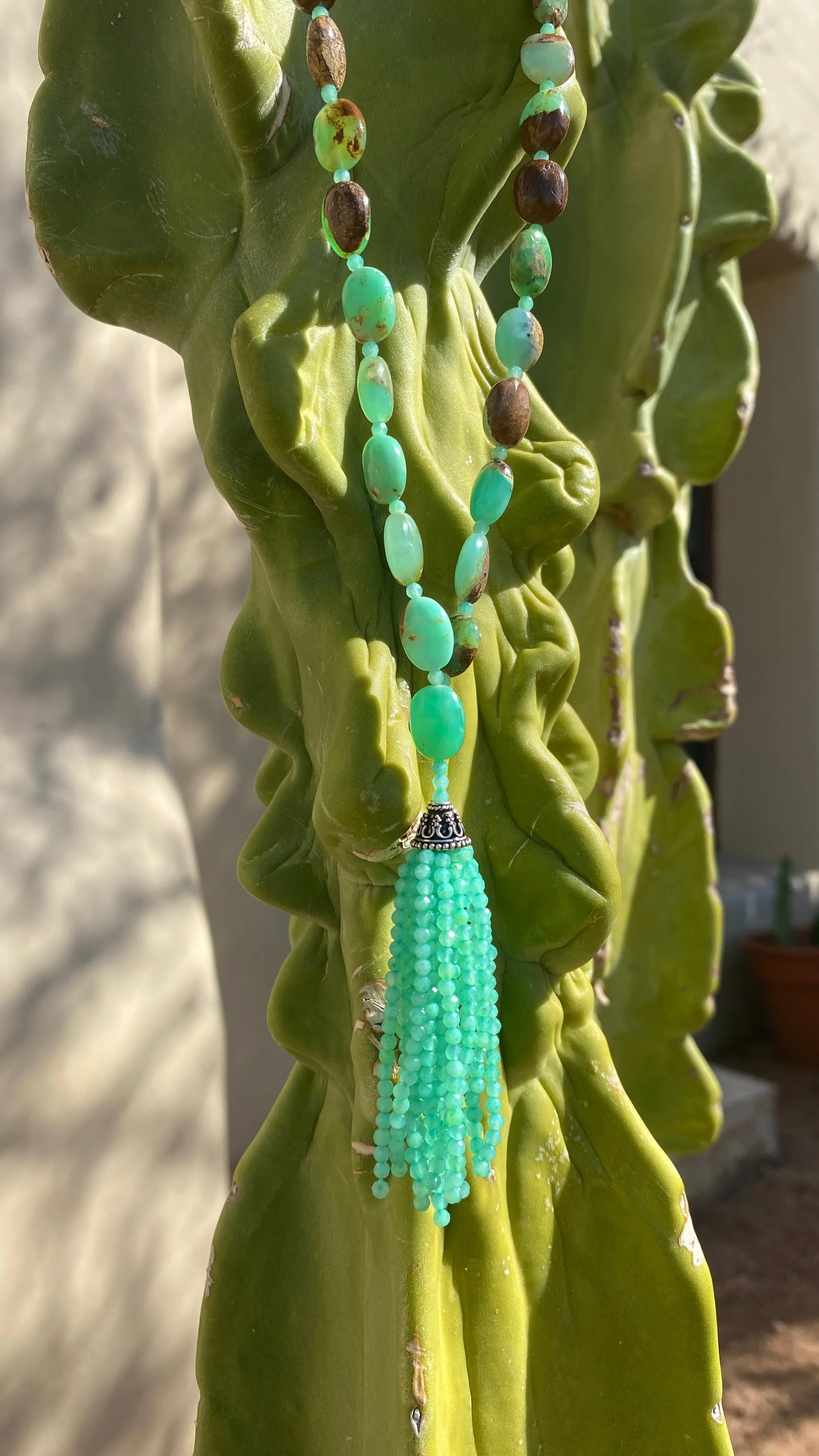 African Opal Mala Necklace