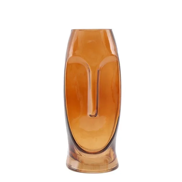 Amber Glass Face Vases Set of 2