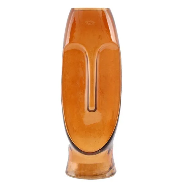 Amber Glass Face Vases Set of 2