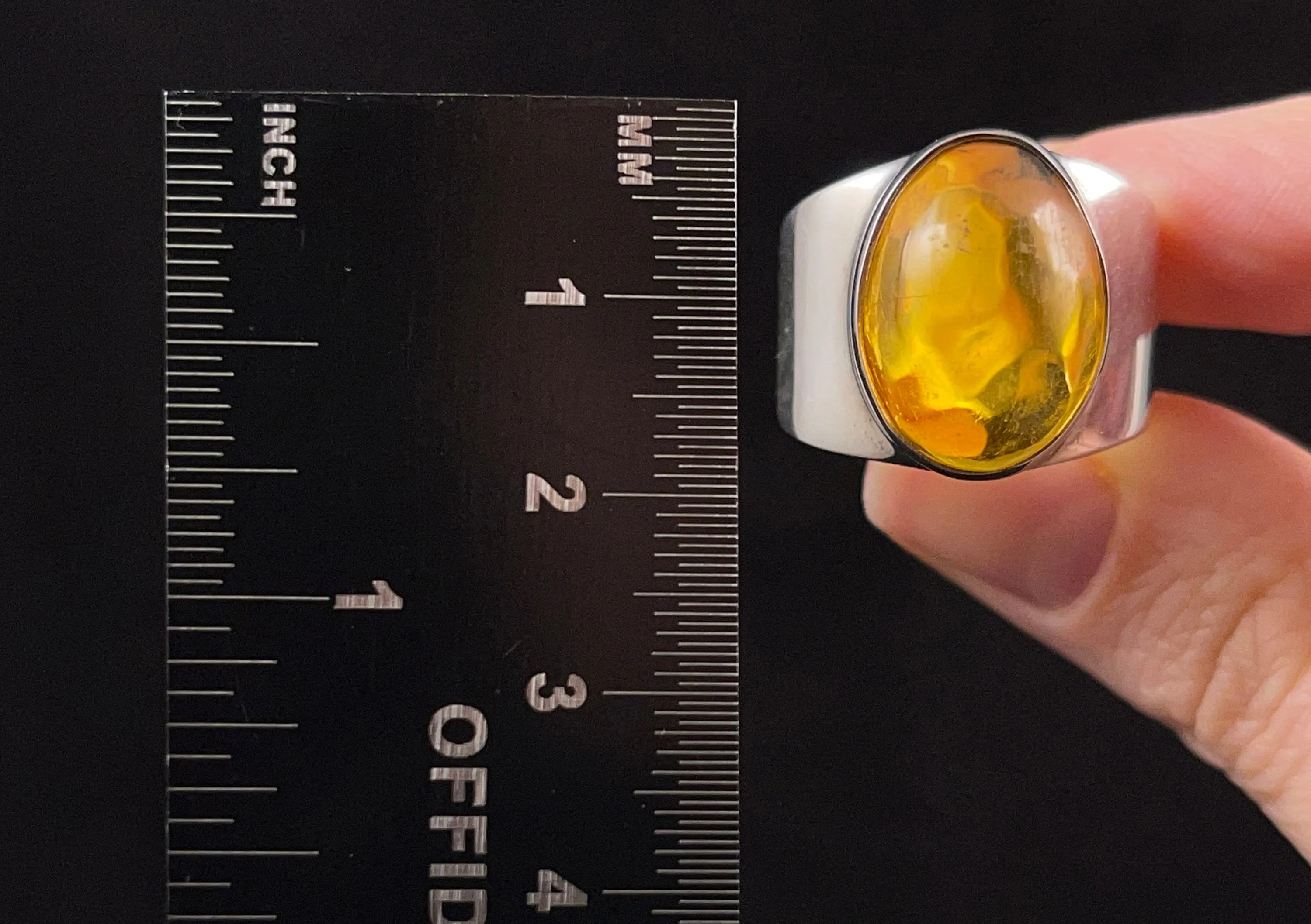 AMBER Ring - Sterling Silver, Size 8 - Amber Stone, Crystal Ring, Handmade Jewelry, Healing Crystals and Stones,  52661