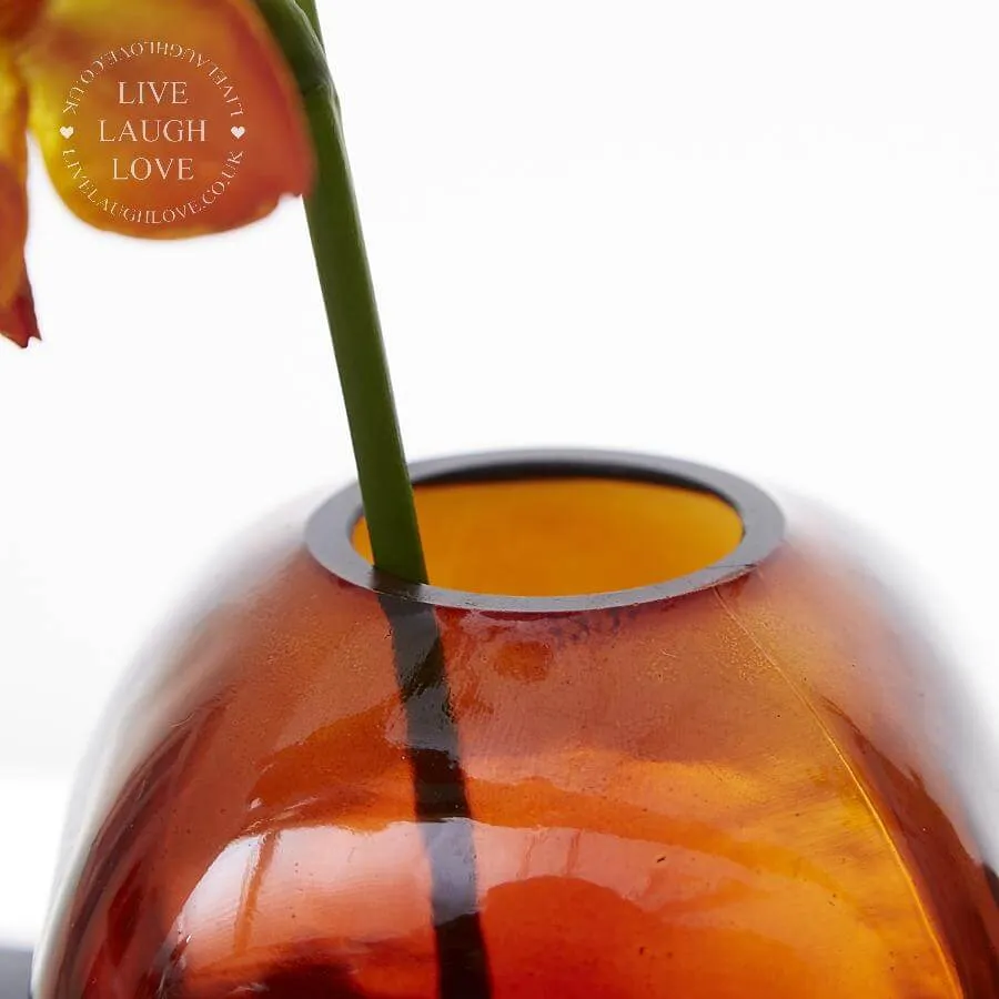 Amber Square Glass Bubble Vases