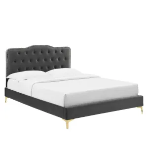 Amber Tufted Performance Velvet Twin Platform Bed By Modway - MOD-6778 - Charcoal