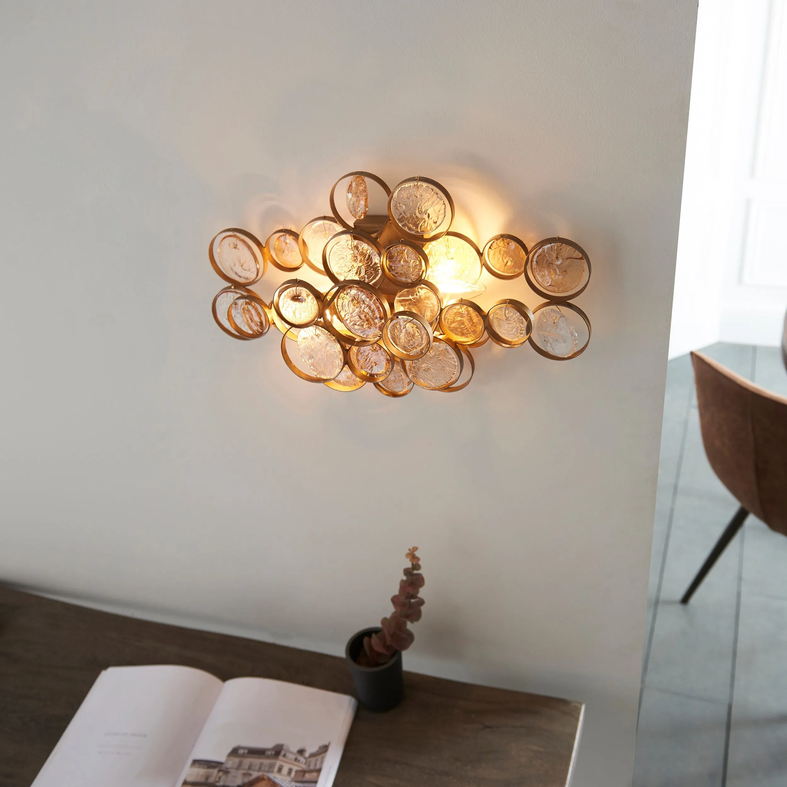 Amos Kensington Wall Light with Clear & Amber Glass