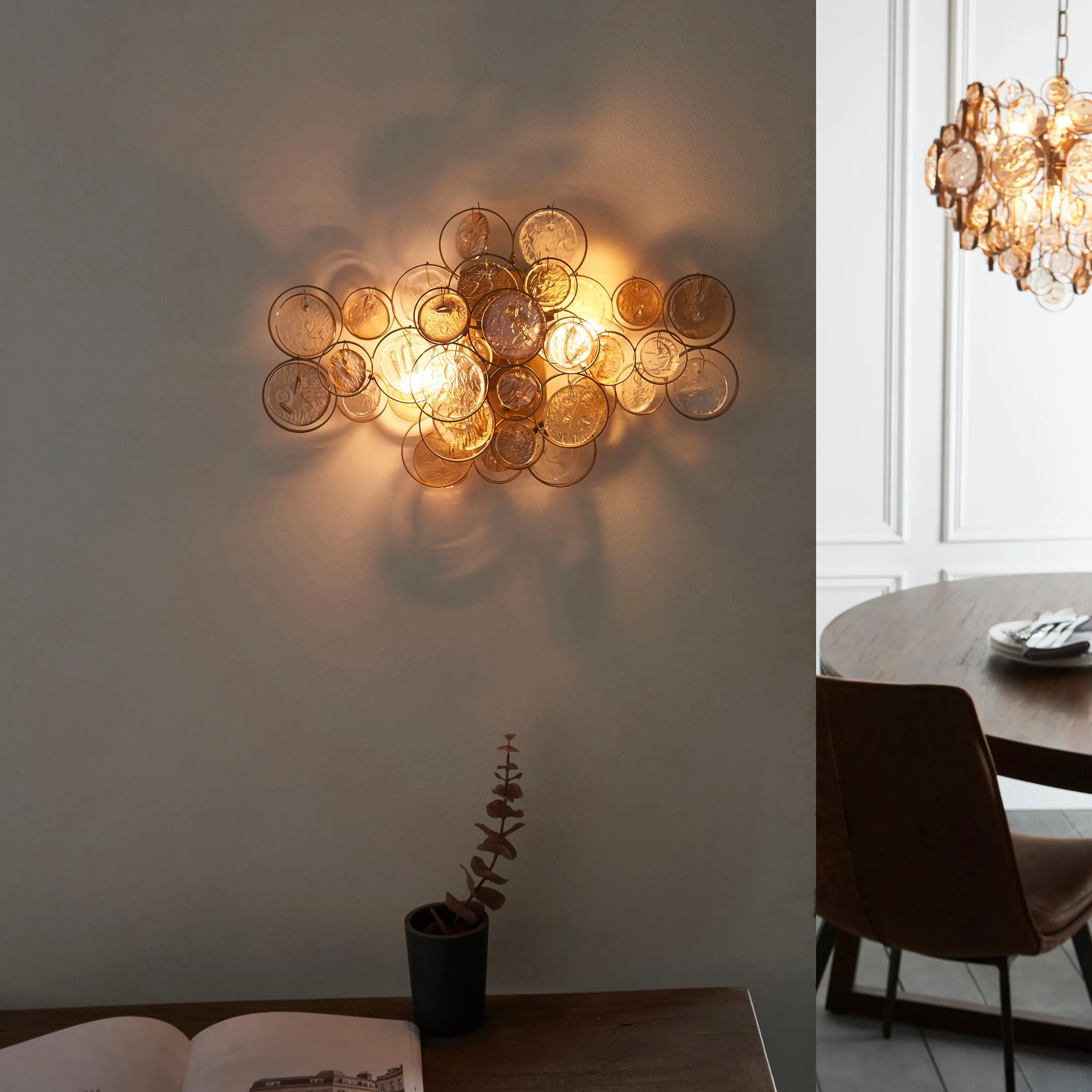 Amos Kensington Wall Light with Clear & Amber Glass