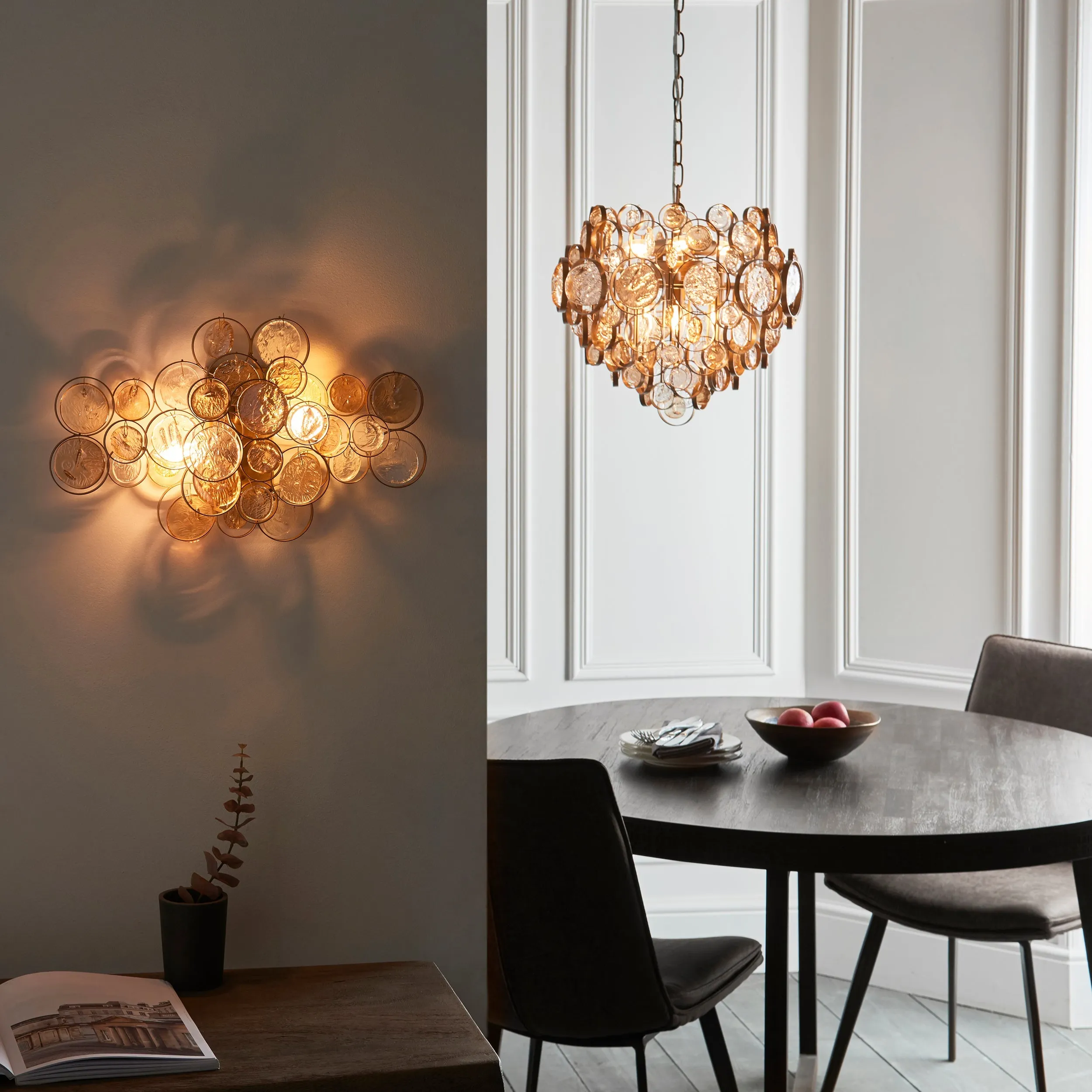 Amos Kensington Wall Light with Clear & Amber Glass