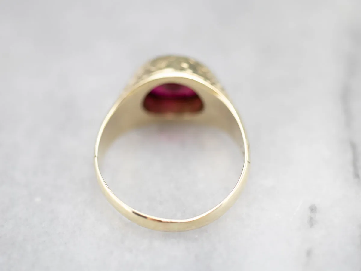 Antique 1920's Synthetic Ruby  Floral Ring