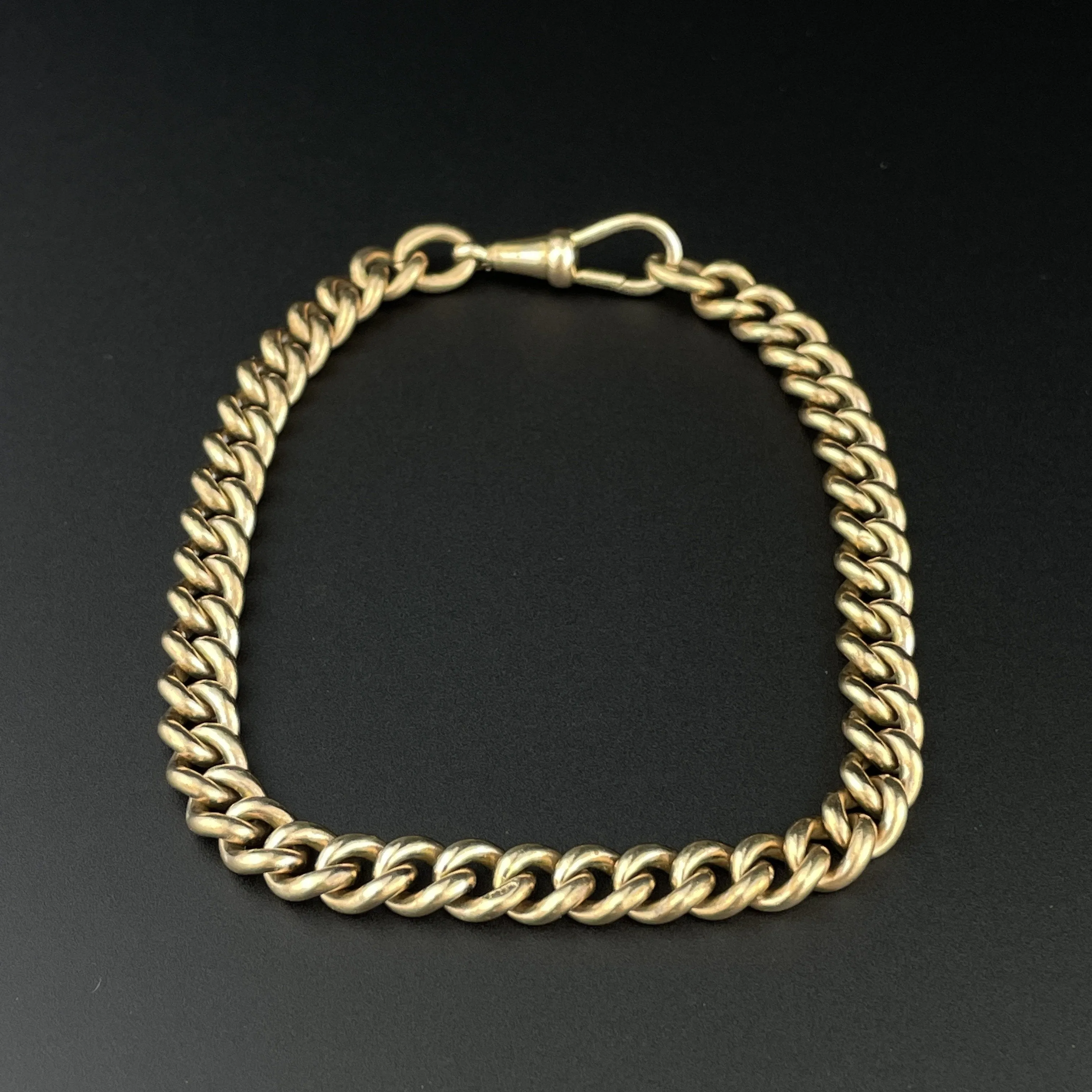 Antique Rolled Gold Curb Link Watch Chain Bracelet