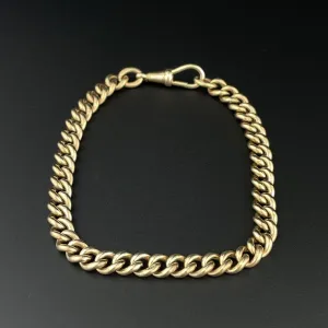 Antique Rolled Gold Curb Link Watch Chain Bracelet