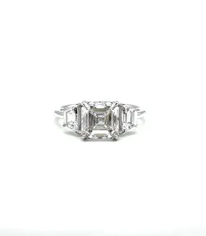 Asscher cut lab grown diamond ring