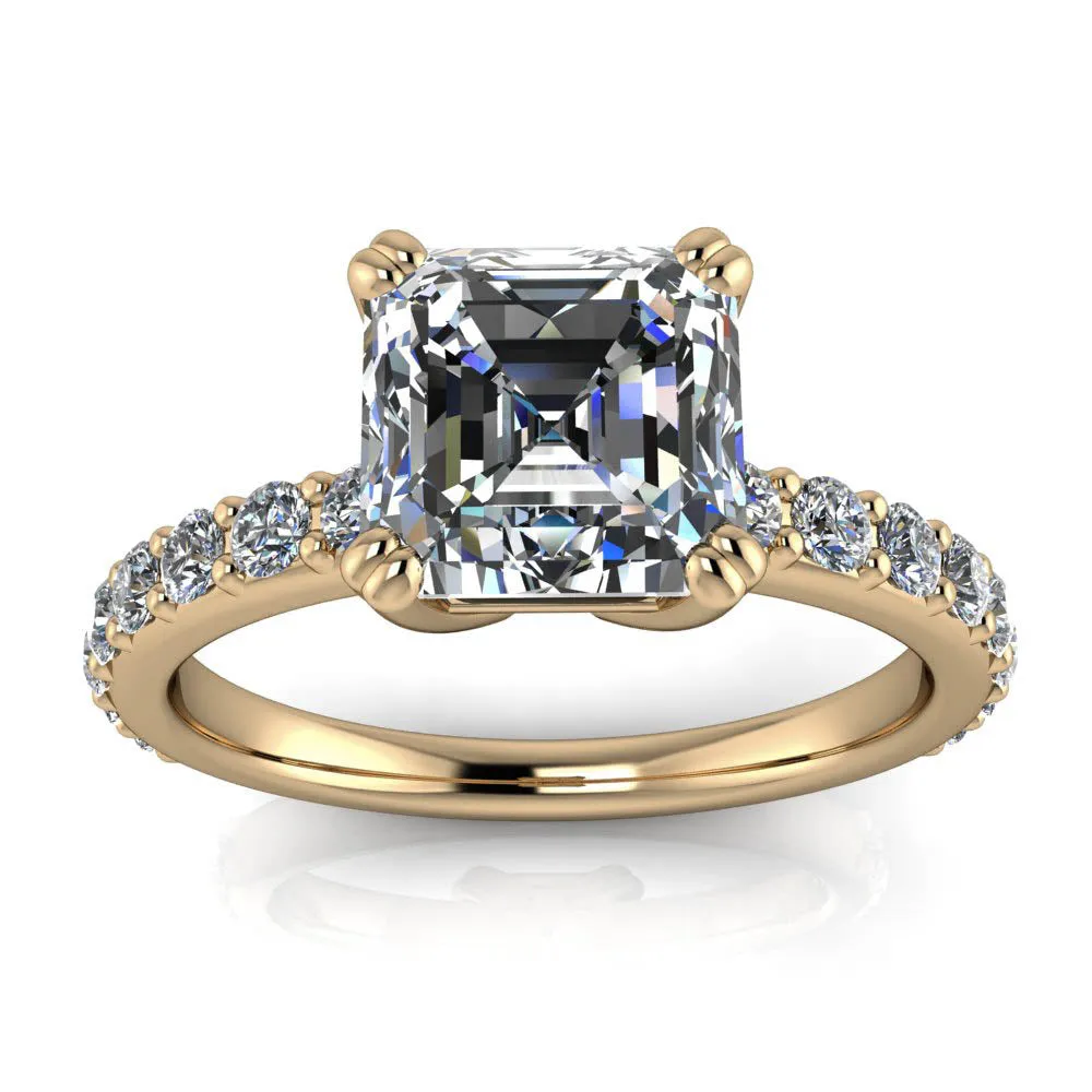 Asscher Cut Moissanite or Lab Grown Diamond Engagement Ring - Rebecca