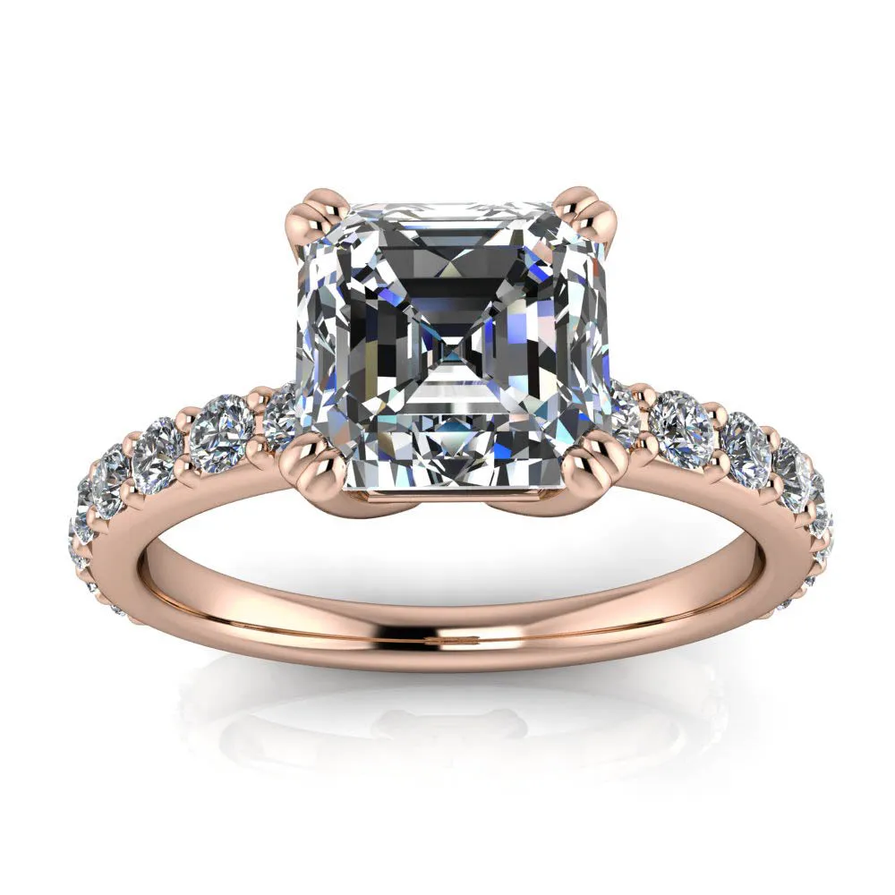 Asscher Cut Moissanite or Lab Grown Diamond Engagement Ring - Rebecca