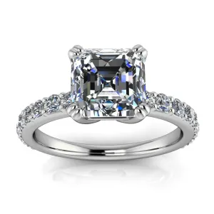 Asscher Cut Moissanite or Lab Grown Diamond Engagement Ring - Rebecca