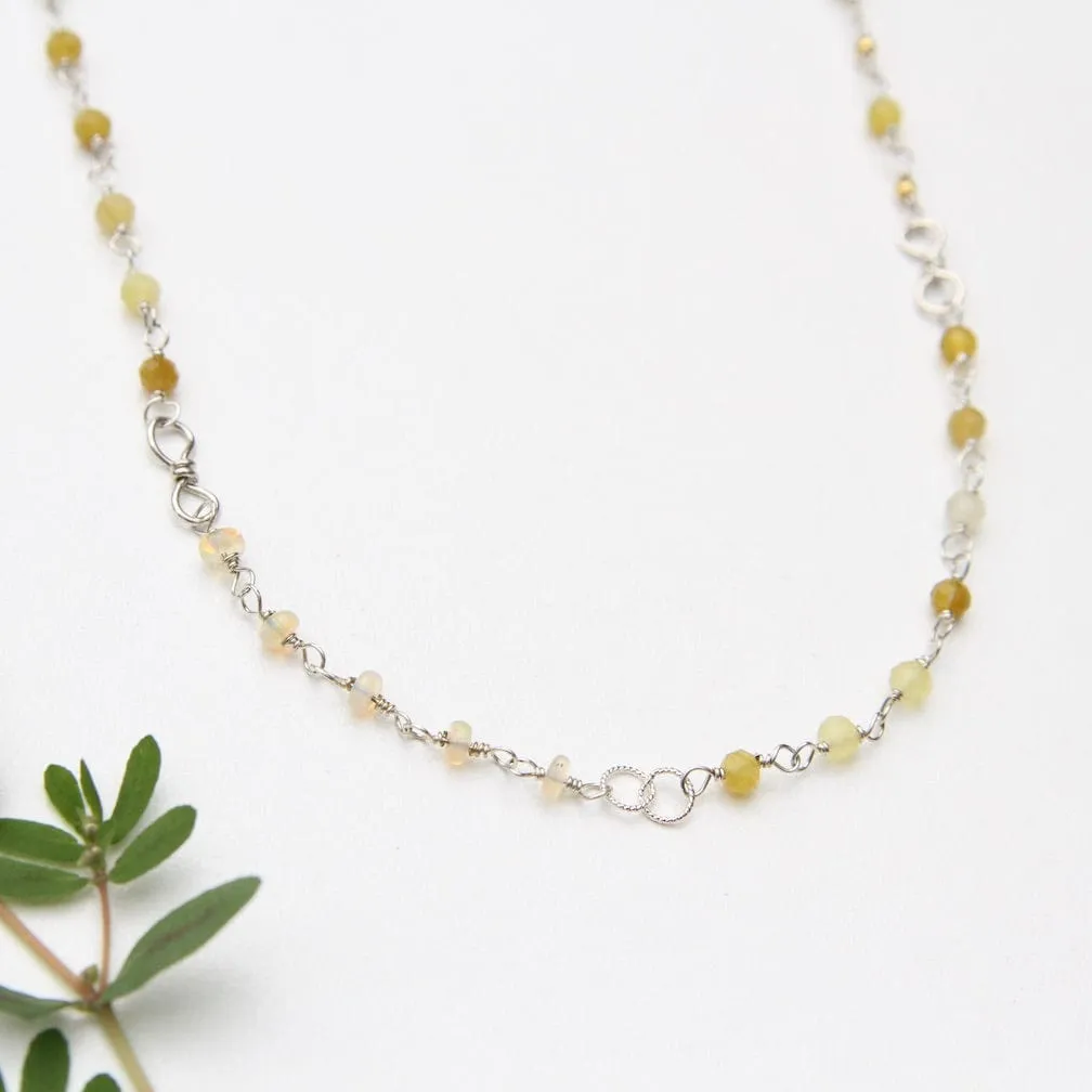 Asymmetrical Mixed Opals Necklace