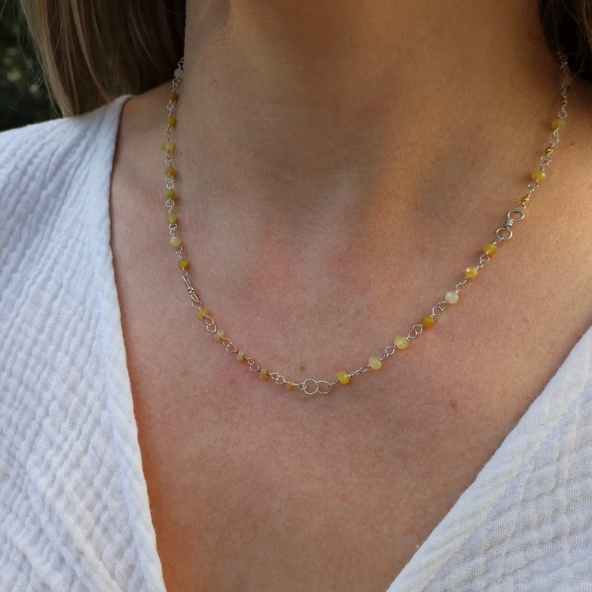 Asymmetrical Mixed Opals Necklace