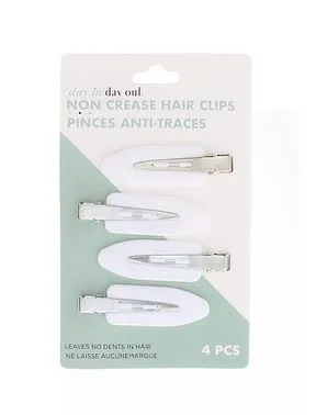 Barrette clip à cheveux sans pli blanche (paquet de 4)