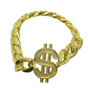 Bling Gold Chain Bracelet with Dollar Sign