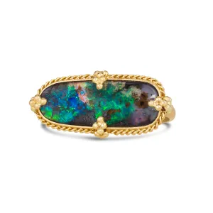 Boulder Opal Galaxy Ring