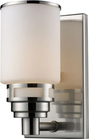 Bryant 1 Light Vanity In Satin Nickel and Opal White Glass