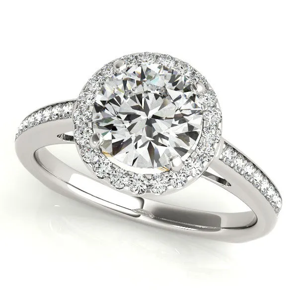 Butterfly Accented Diamond Halo Engagement Ring - Farfalla