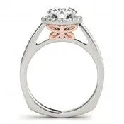 Butterfly Accented Diamond Halo Engagement Ring - Farfalla