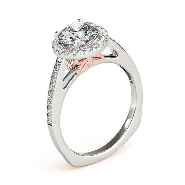 Butterfly Accented Diamond Halo Engagement Ring - Farfalla